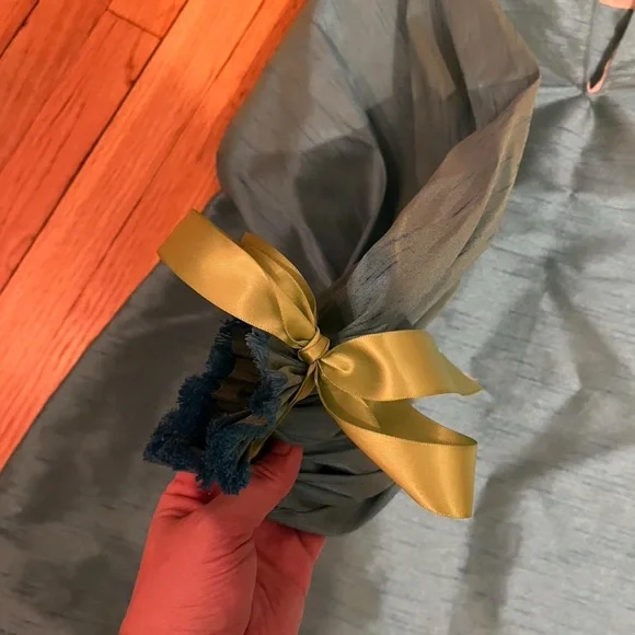 Handmade Teal Tunic Dress with Toile Hem - Picture 4 of 6